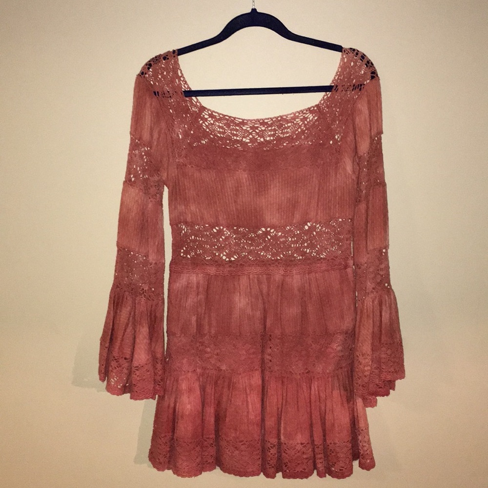Free People Bohemian Long Sleeve Knit Dress